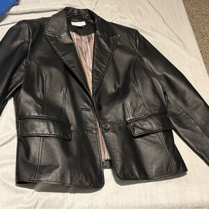 Women's Black Leather Blazer